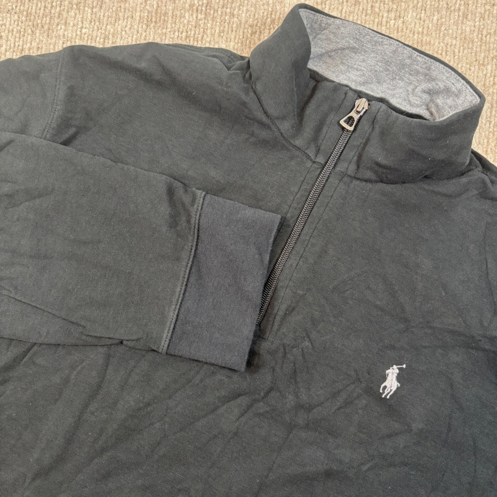 Polo Ralph Lauren Black Premium Jersey Quarter Zip Men's Size XL EUC